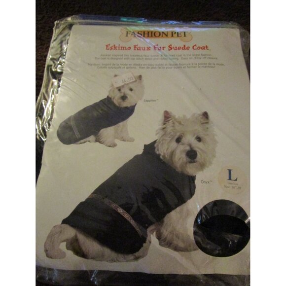 Fashion Pet Dog Puppy Eskimo Faux Fur Suede Coat Jacket Onyx L Large - Picture 1 of 6